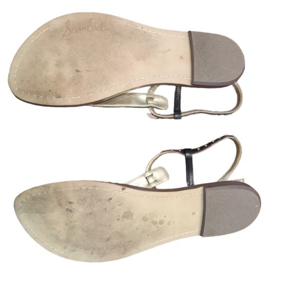 EUC | Sam Edelman | Gigi | Black Leather | Gold Studded Thong Sandal | Size: 10 - Picture 11 of 14